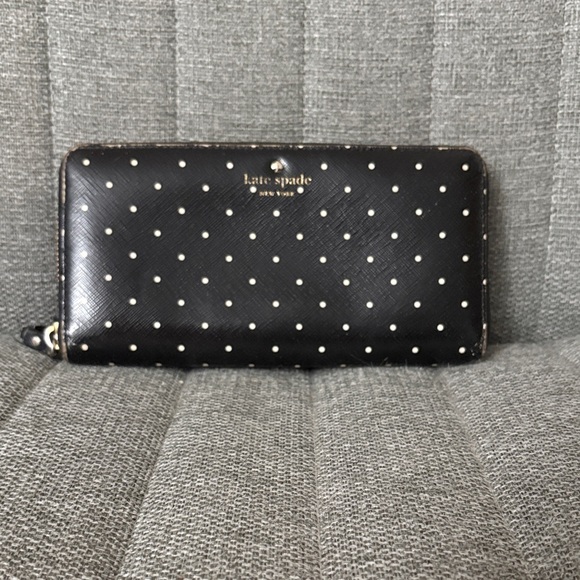 kate spade Handbags - Kate Spade Black and White Polka Dot Wallet